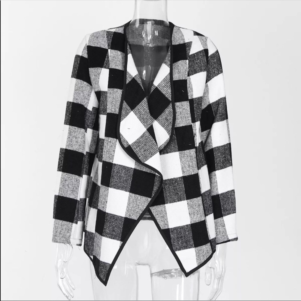 REDUCED! Plaid Cascade Open Waterfall Cardigan - Picture 4 of 8